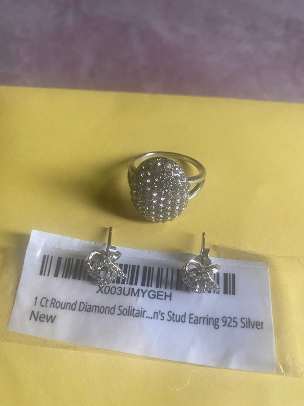 Ring sz 9.  Pierced sterling studs